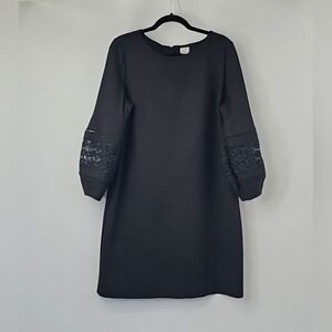 Chico's‎ Elegant Black Sheath Dress Balloon Sleeve wCutout Lace Accent at Wrist